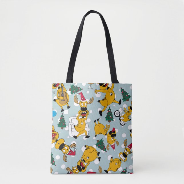 Deer Festive: Christmas Pattern Design Tote Bag (Front)