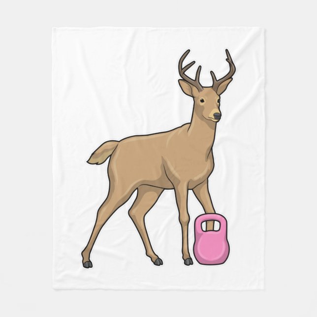 Deer Fitness Dumbbell Fleece Blanket (Front)
