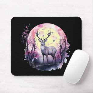Deer Floral Artwork Wildlife Nature Animal Print F Mouse Pad
