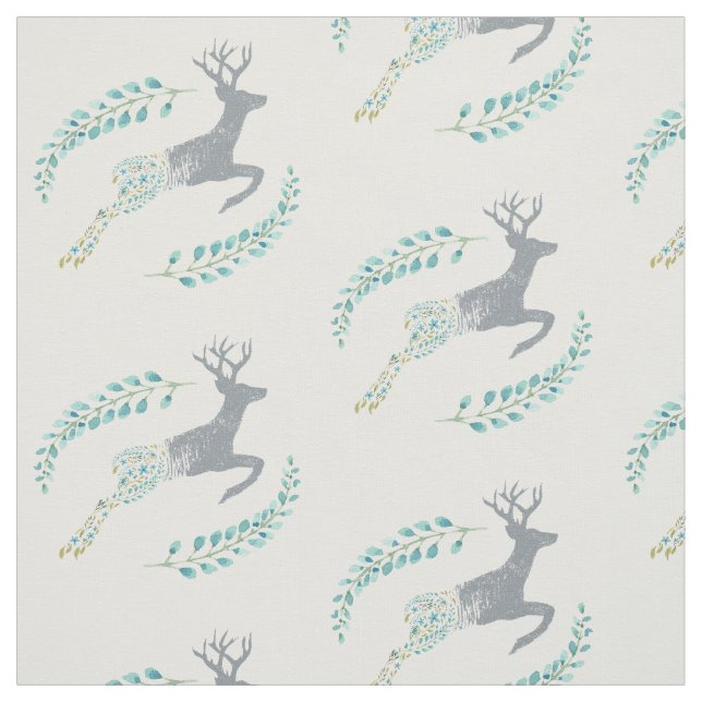 Deer Floral Fabric (Swatch)