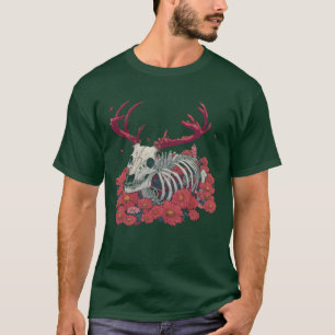 Deer Floral Skeleton Flower Animal funny T-Shirt