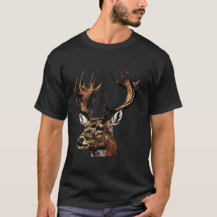 Deer Forest Animal Portrait Motif Hunter Wildlife  T-Shirt