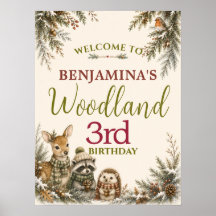 Deer Forest Friends Winter Woodland 3rd Birthday