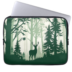 Deer Forest Silhouette Nature Scene Laptop Sleeve