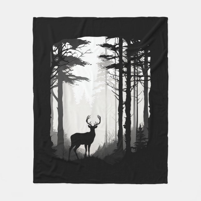 Deer Forest Wildlife Fleece Blanket (Front)