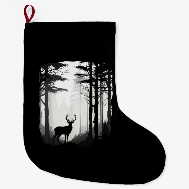Deer Forest Wildlife Large Christmas Stocking (Front)