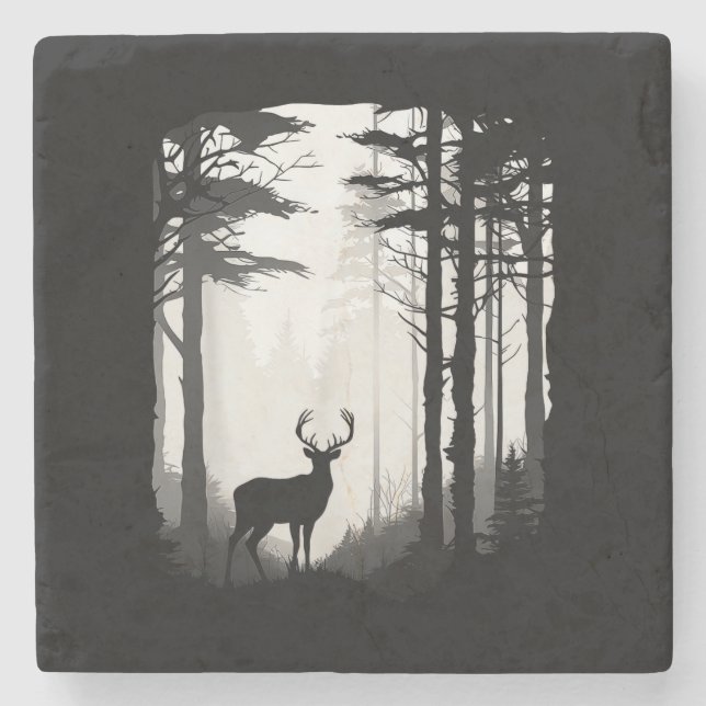 Deer Forest Wildlife Stone Coaster (Front)