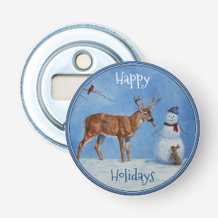 Deer & Funny Snowman Christmas Bottle Opener
