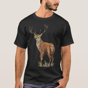 Deer gay pride lgbt rainbow colourful flag T-Shirt