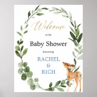 Deer gender neutral baby shower welcome sign