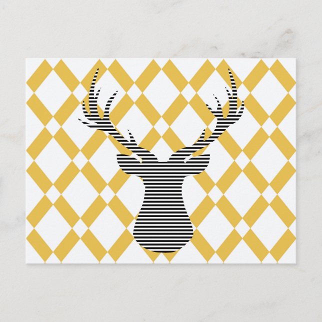 Deer - geometric pattern - beige and white. postcard (Front)
