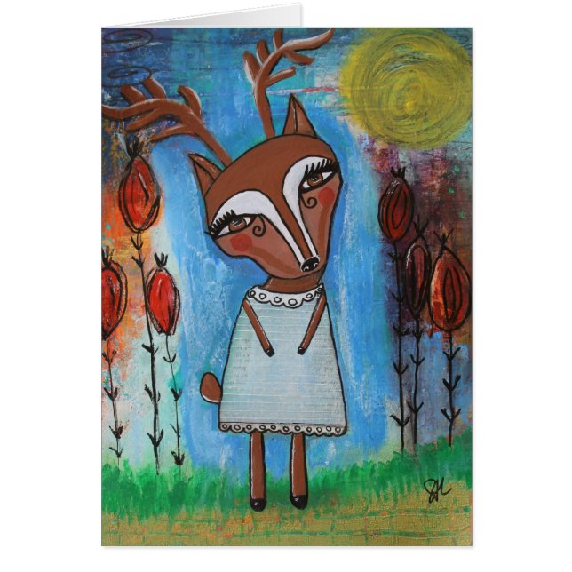 Deer Girl Blank Card (Front)