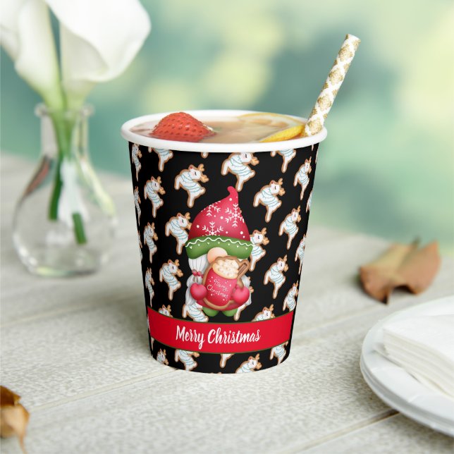 Deer Gnome Customise Colour and Text Paper Cups (Insitu)