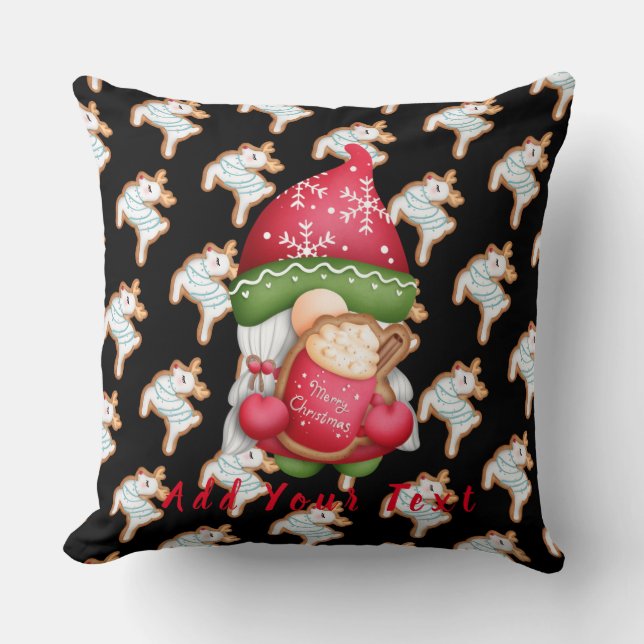 Deer Gnome Customise Text and Colour 20"X20" Cushion (Front)
