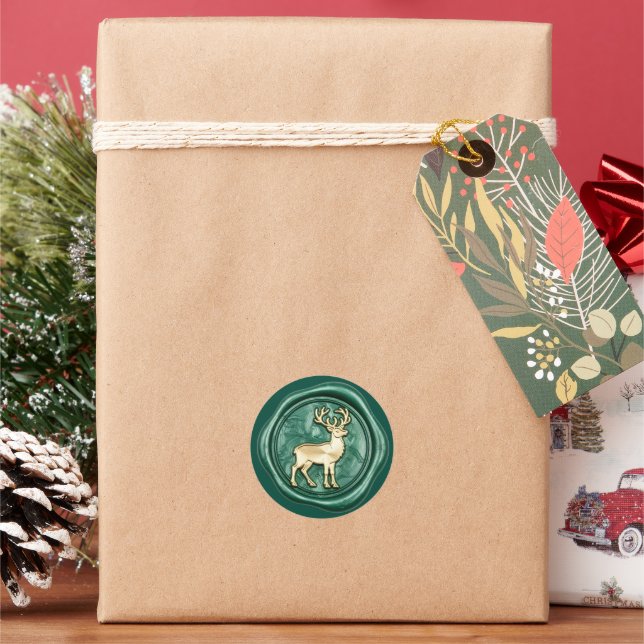 Deer Gold Faux Wax Seal Christmas (Holiday)