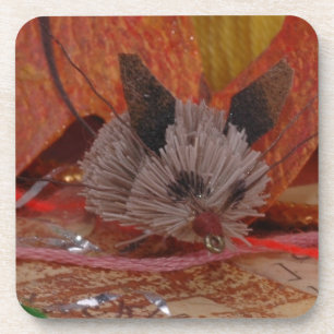 Deer hair mouse fly tying, fly fishing art coaster