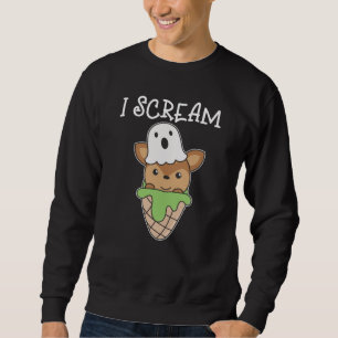 Deer Halloween Ghost I Scream Ice Cream Pun Sweatshirt