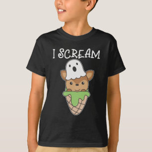 Deer Halloween Ghost I Scream Ice Cream Pun T-Shirt