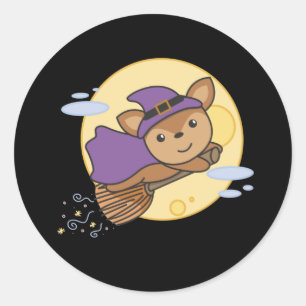 Deer Halloween Witch Kids Witch Costume Classic Round Sticker