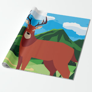 Deer happy autumn season flat designanimal, art, a wrapping paper