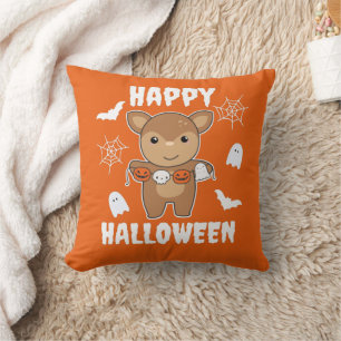 Deer Happy Halloween Pumpkin Bat Costume Cushion