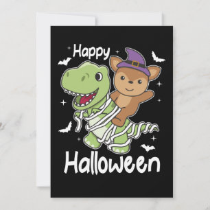 Deer Happy Halloween T-rex Mummy Costume Holiday Card