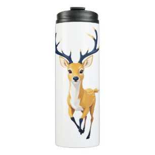 Deer Happy Playful Fun Jumping In The Air Forest Thermal Tumbler