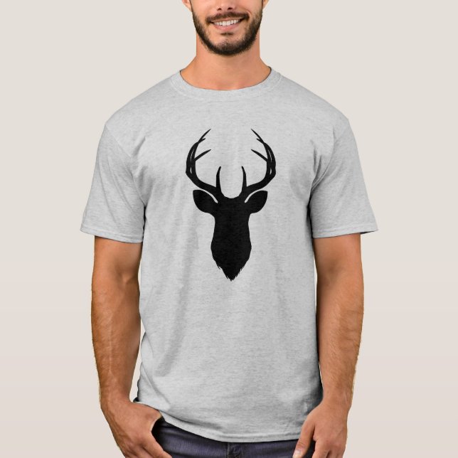 Deer Head Antlers Rustic Country Modern T-Shirt (Front)