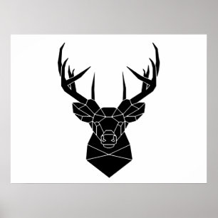 Deer Head Geometric Ai File Deer Silhouette Stag P Poster