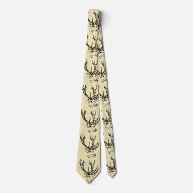Deer Head Illustration Graphic Tie (Front)