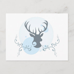 Deer head illustration postcard