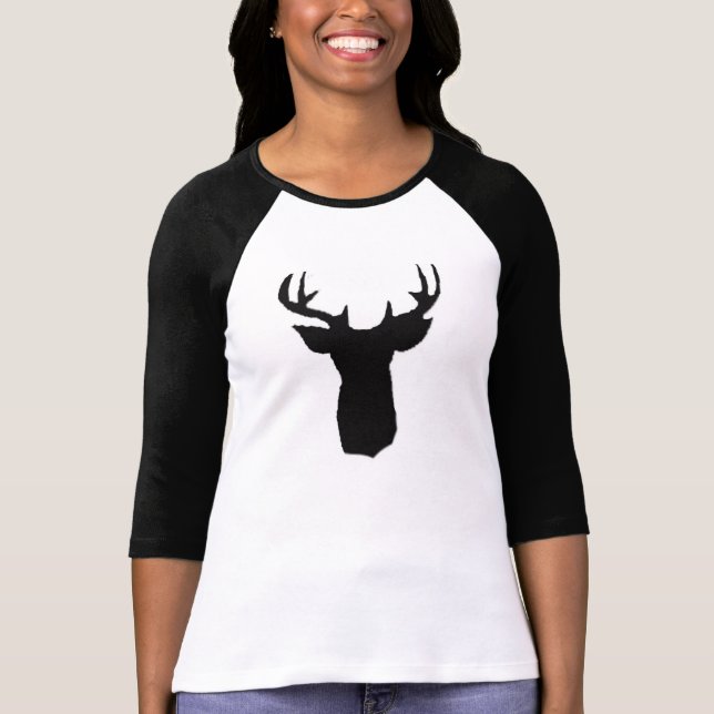 deer head image on on ladies t shirt (Front)