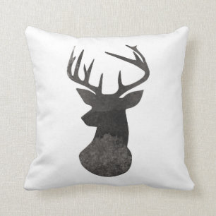 Deer Head Modern Ombre Watercolor Black and White Cushion