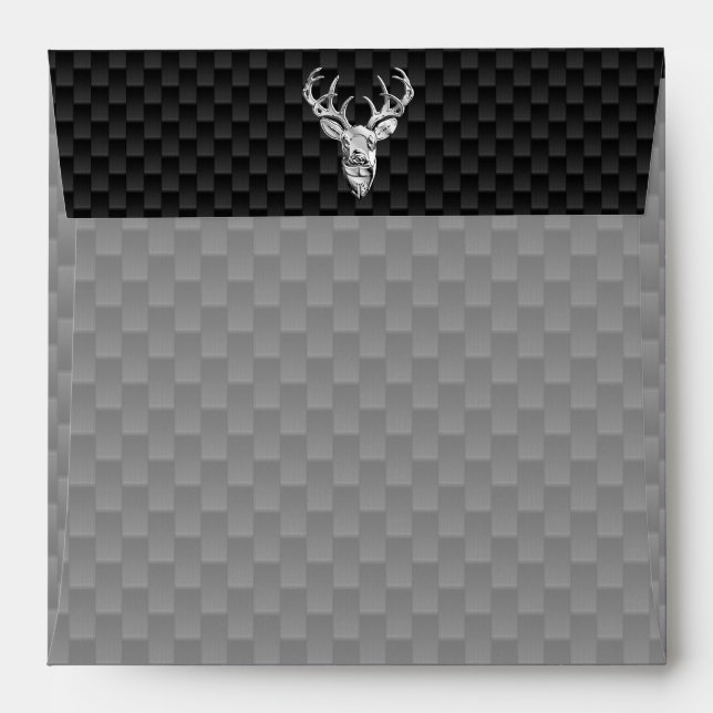 Deer Head on Carbon Fibre Style Print Envelope (Back (Top Flap))