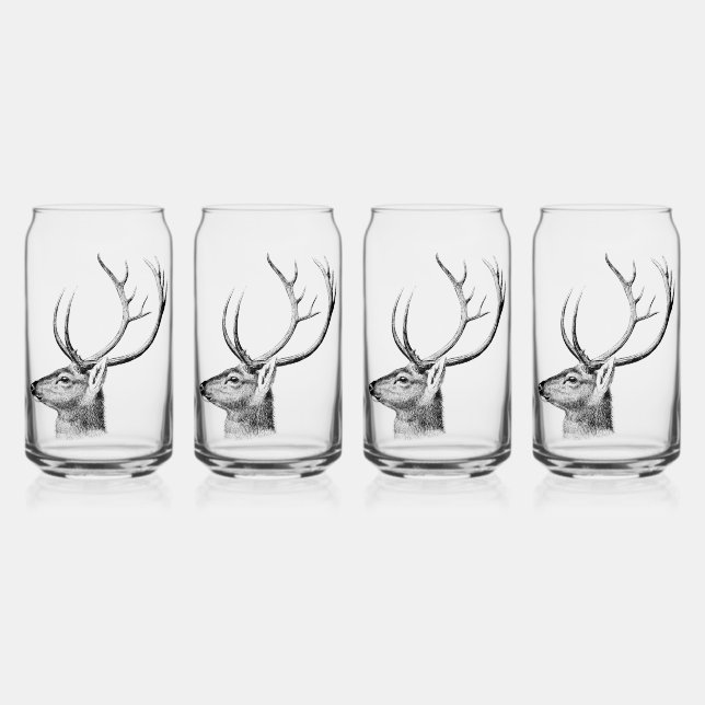 Deer Head Sihlouette Can Glass (Front)