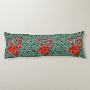 Deer head silhouette mosaic body cushion