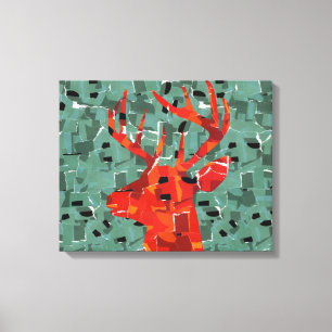 Deer head silhouette mosaic canvas print