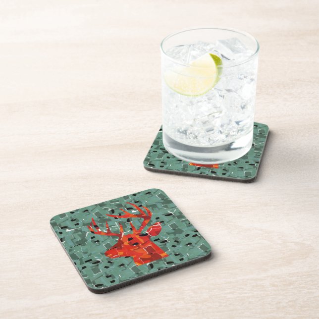 Deer head silhouette mosaic coaster (Right Side)