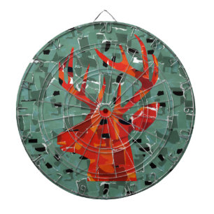 Deer head silhouette mosaic dartboard