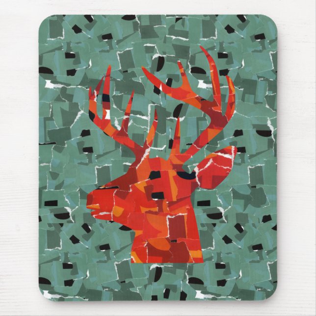 Deer head silhouette mosaic mouse pad (Front)