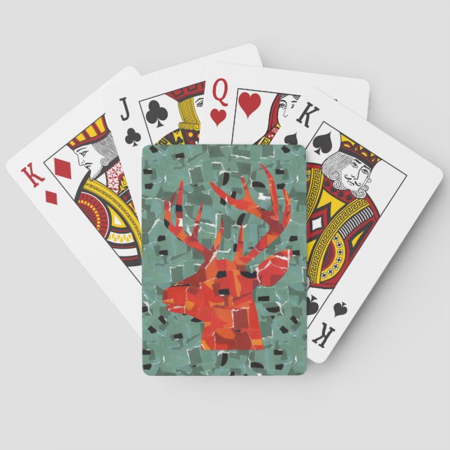 Deer head silhouette mosaic playing cards (Back)