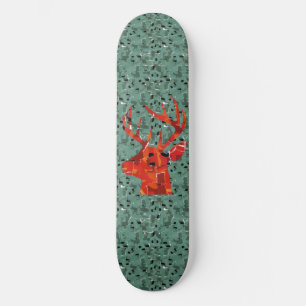Deer head silhouette mosaic skateboard