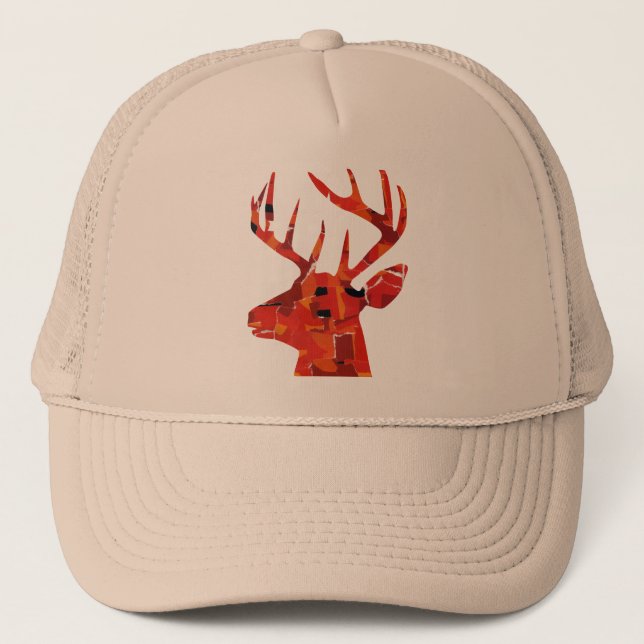 Deer head silhouette mosaic trucker hat (Front)
