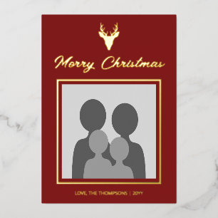 Deer Head Silhouette With Custom Photo On Red