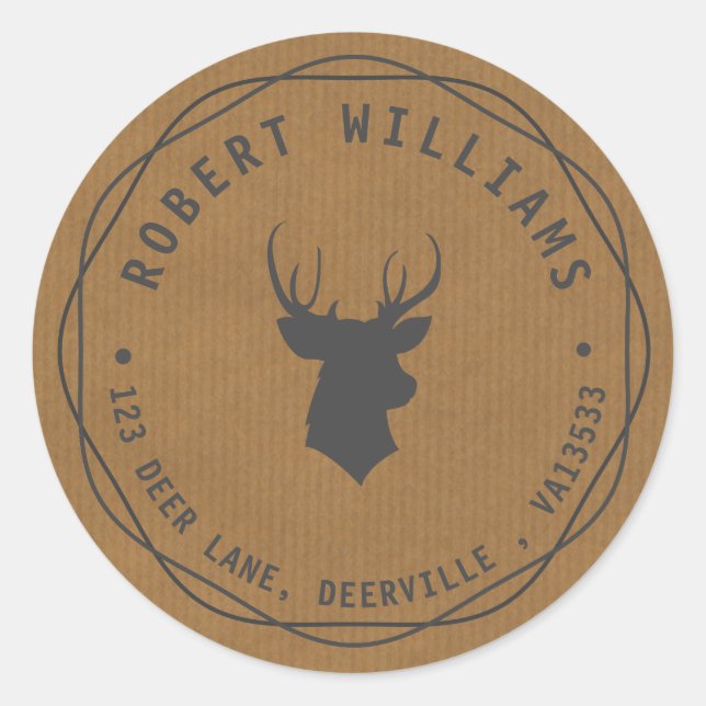 Deer Head Stag Custom Address Labels (Front)