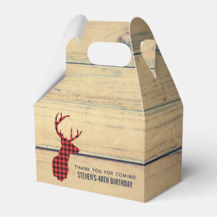 Deer Head with Antlers on Faux Wood Favour Box