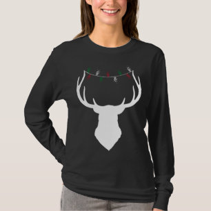 Deer Head with Christmas Lights on Antlers T-Shirt