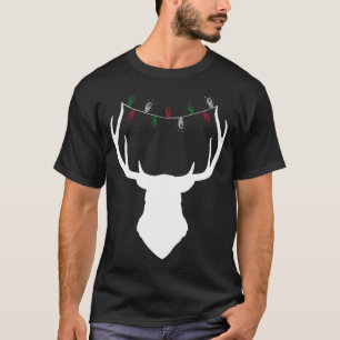 Deer Head with Christmas Lights on Antlers T-Shirt