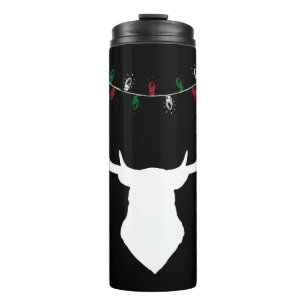 Deer Head With Christmas Lights On Antlers Thermal Tumbler