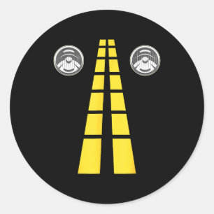Deer Headlights With Road Markings Couples Costume Classic Round Sticker